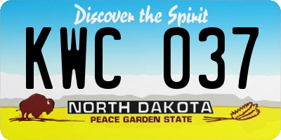 ND license plate KWC037