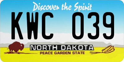 ND license plate KWC039
