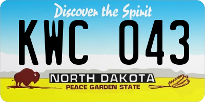 ND license plate KWC043
