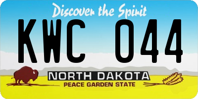 ND license plate KWC044