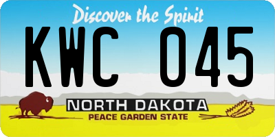 ND license plate KWC045