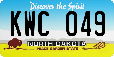 ND license plate KWC049