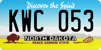 ND license plate KWC053
