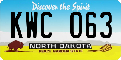 ND license plate KWC063