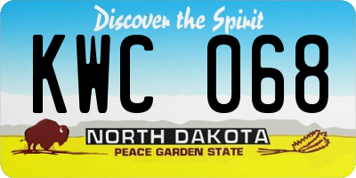 ND license plate KWC068