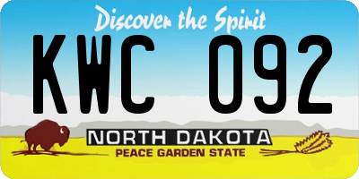 ND license plate KWC092