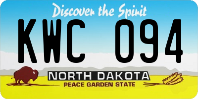 ND license plate KWC094