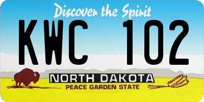 ND license plate KWC102