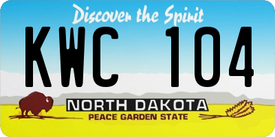 ND license plate KWC104