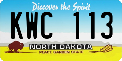 ND license plate KWC113