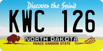 ND license plate KWC126
