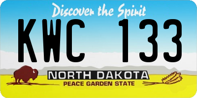 ND license plate KWC133