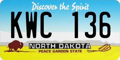 ND license plate KWC136