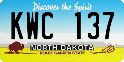 ND license plate KWC137