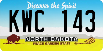 ND license plate KWC143