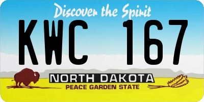 ND license plate KWC167