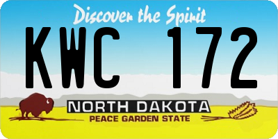 ND license plate KWC172