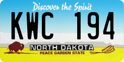 ND license plate KWC194