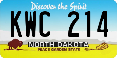 ND license plate KWC214