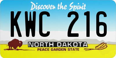 ND license plate KWC216