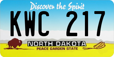 ND license plate KWC217