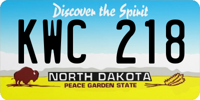 ND license plate KWC218