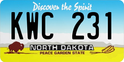 ND license plate KWC231