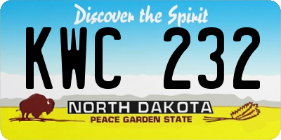 ND license plate KWC232