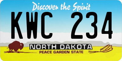 ND license plate KWC234