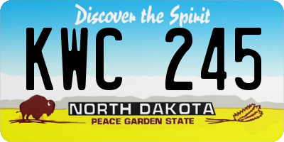 ND license plate KWC245