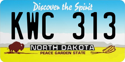 ND license plate KWC313