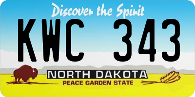ND license plate KWC343