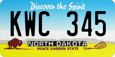 ND license plate KWC345
