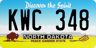 ND license plate KWC348
