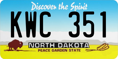 ND license plate KWC351