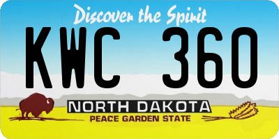 ND license plate KWC360