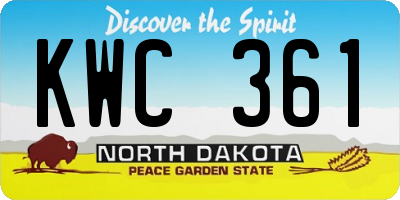 ND license plate KWC361