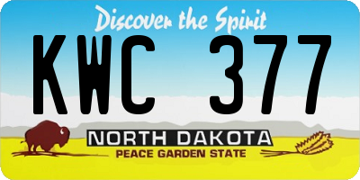 ND license plate KWC377