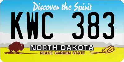 ND license plate KWC383