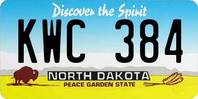 ND license plate KWC384