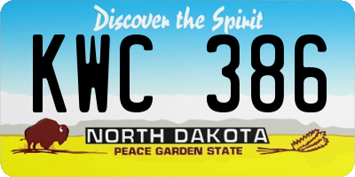 ND license plate KWC386