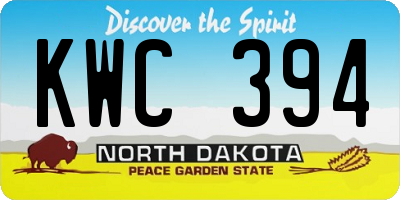 ND license plate KWC394