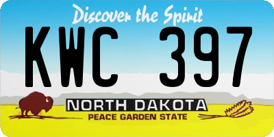 ND license plate KWC397