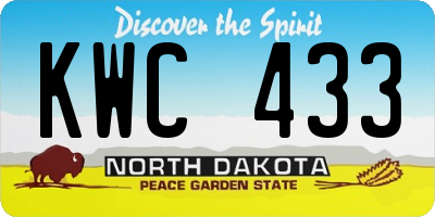ND license plate KWC433