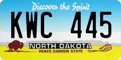 ND license plate KWC445