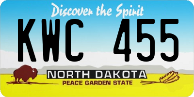 ND license plate KWC455