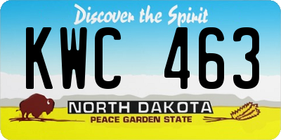 ND license plate KWC463