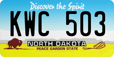 ND license plate KWC503