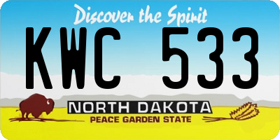 ND license plate KWC533