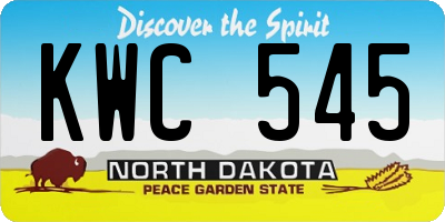 ND license plate KWC545